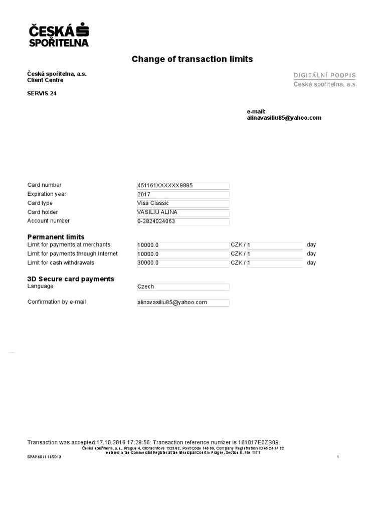 Transaction Limit Changes for Servis 24 | PDF | Finance & Money Management