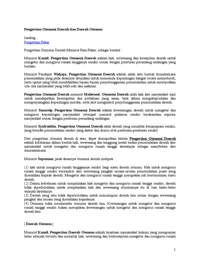 Jelaskan Pengertian Otonomi Daerah Menurut Uu No 32 Tahun 2004