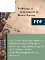 Pagbabago Sa Transportasyon at Komunikasyon