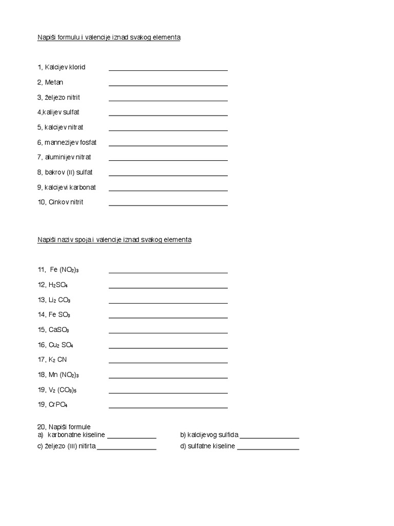 KEMIJA Pisanje Kemijskih Formula PDF