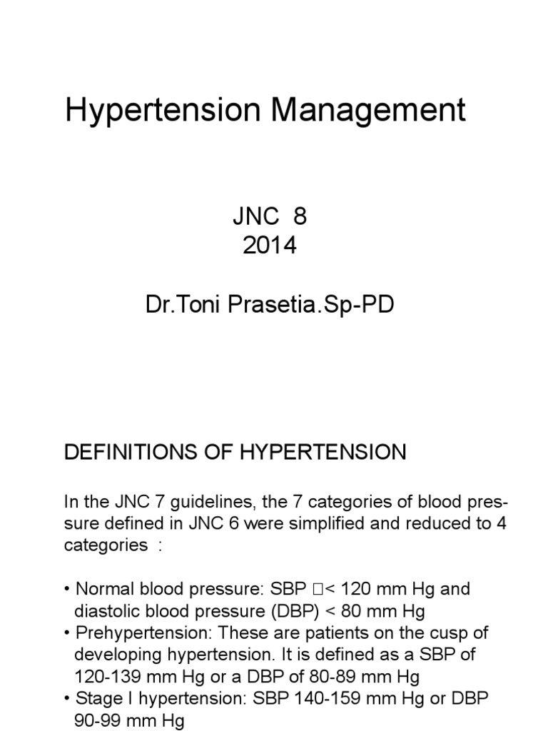 JNC 8 Hypertension Guidelines Overview | PDF