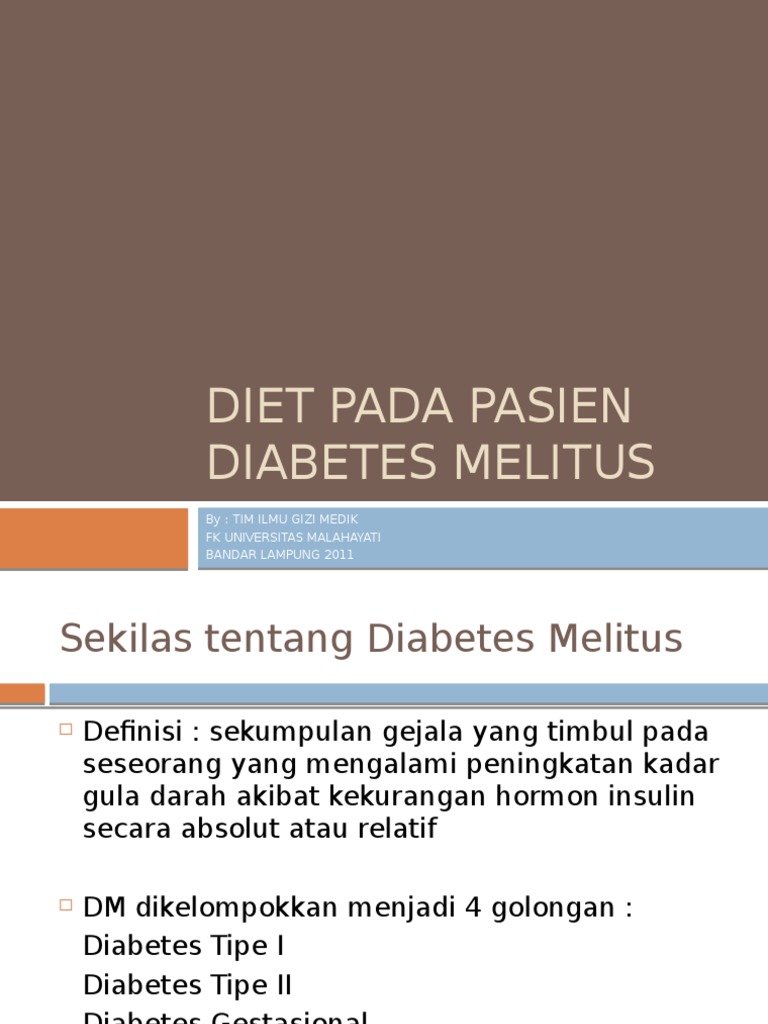 Diet Pada Pasien Diabetes Melitus
