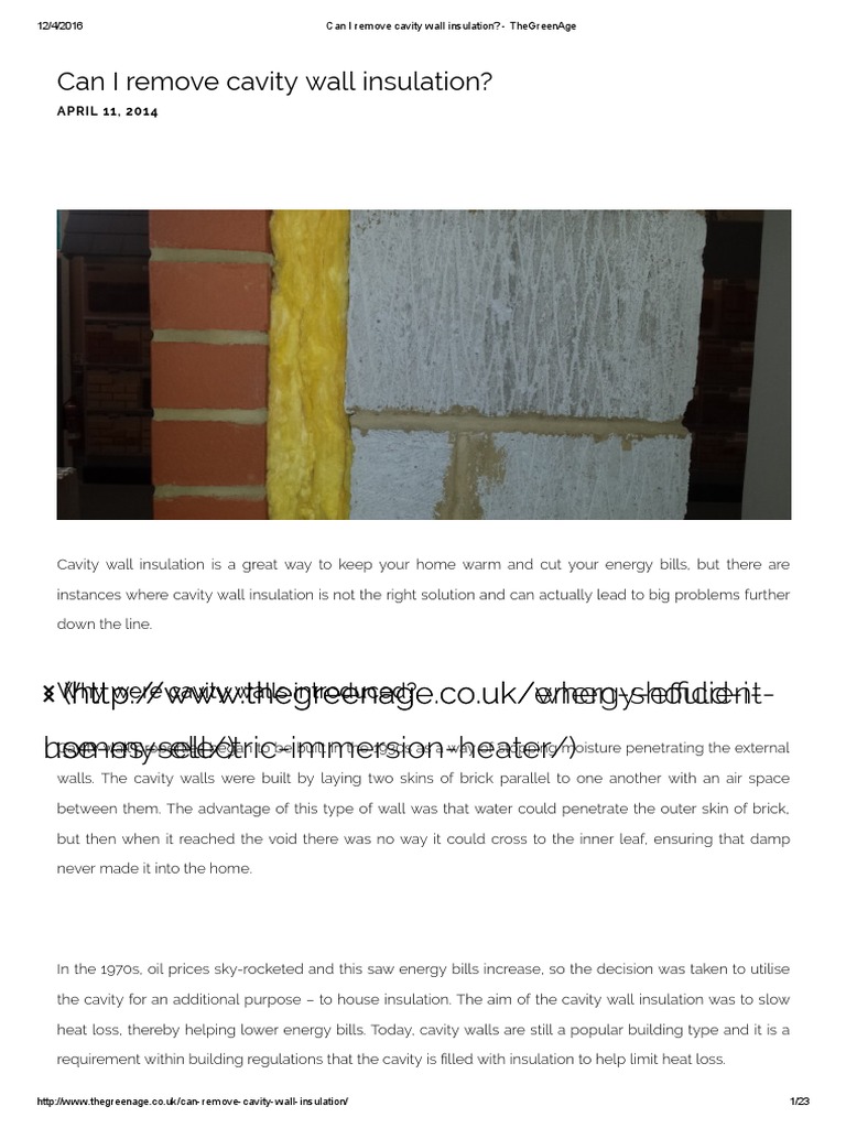 Can I Remove Cavity Wall Insulation TheGreenAge PDF Building