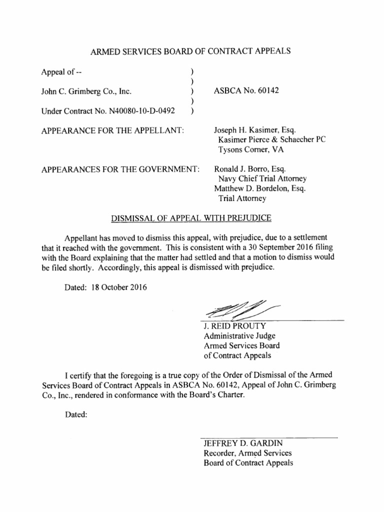 John C. Grimberg Co., Inc., A.S.B.C.A. (2016) PDF Prejudice (Legal Term) Appeal