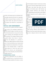 Critical Care Environment: BOX 2.1 Business Case: Sample Headings