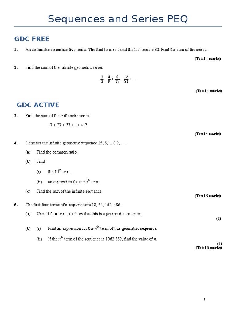 Sequences and Series Practice Problems | PDF | Sequence | Summation
