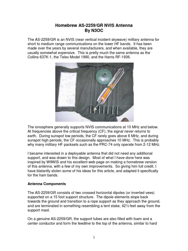 Homebrew AS-2259/GR NVIS Antenna Guide | PDF | Antenna (Radio ...