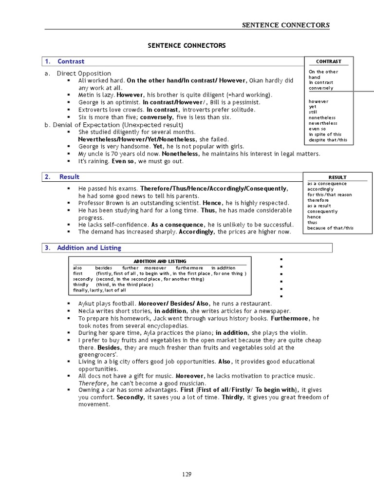 A Comprehensive Guide to Sentence Connectors Their Functions and