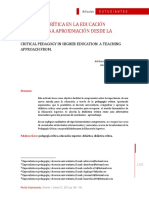 Pedagogía Crítica en La Educación Superior: Una Aproximación Desde La Didáctica