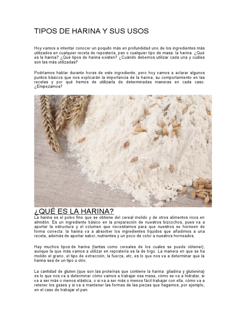 Tipos de Harina y Sus Usos | Trigo | Panes