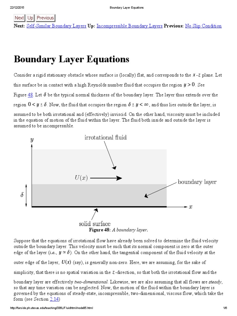 Boundary Layer Equations | PDF | Boundary Layer | Navier–Stokes Equations