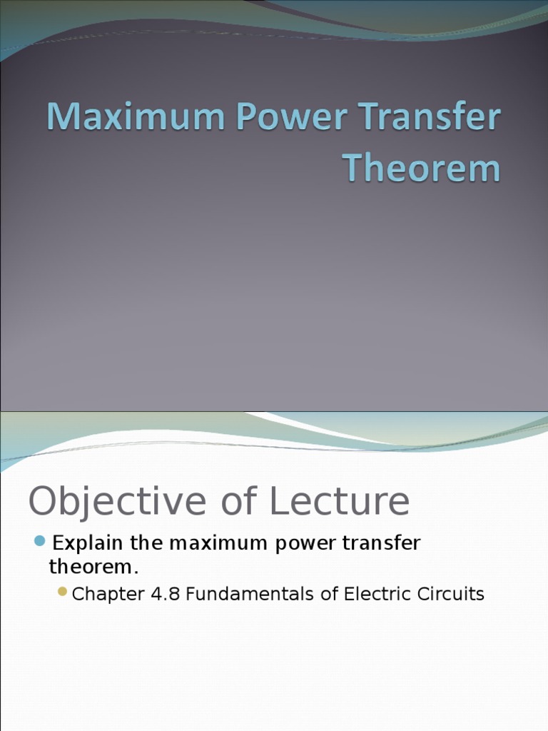 Maximum Power Transfer Theorem Pdf