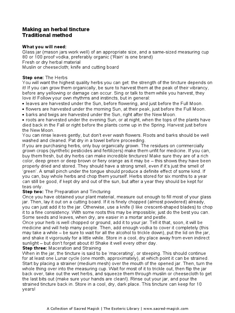 Making An Herbal Tincture PDF | PDF