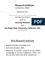 ARI - Introductory Speech To Nursing Students From San Diego State University - California - USA