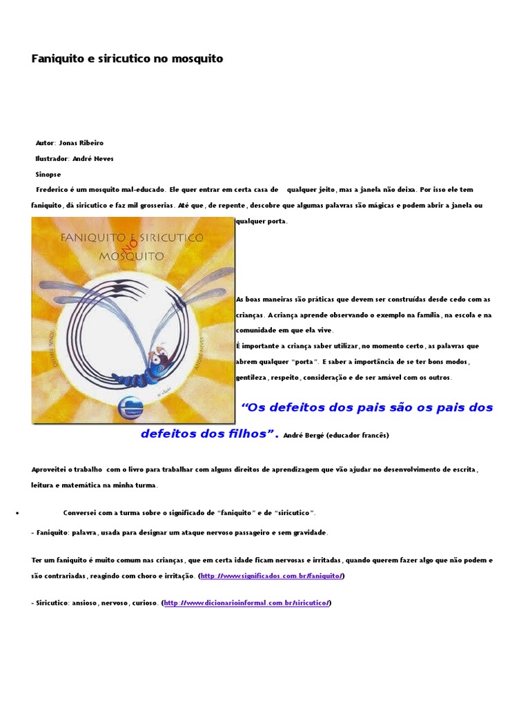 Faniquito e Siricutico No Mosquito Jonas Ribeiro | PDF