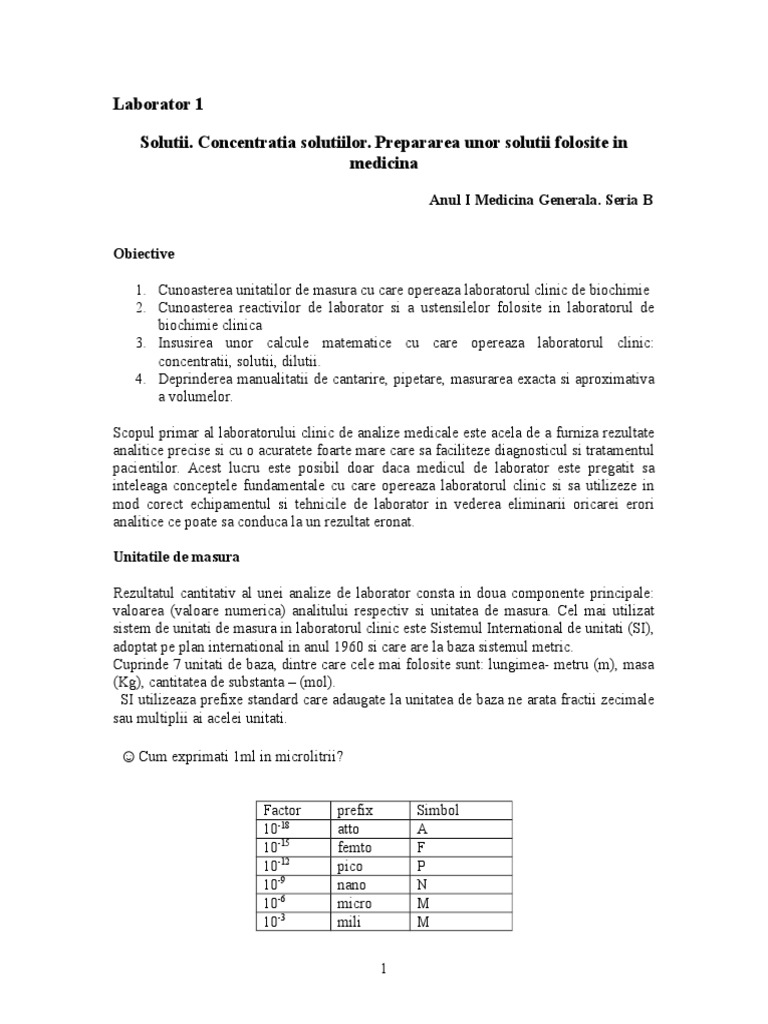 Laborator 1concentratii - Solutii | PDF