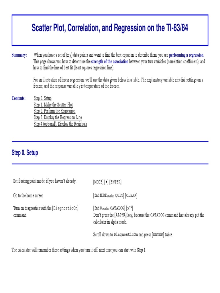 Scatter Plot Correlation and Regression On The TI8384 PDF