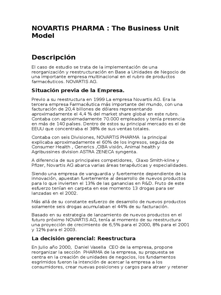 Novartis Pharma Pdf Novartis Toma De Decisiones