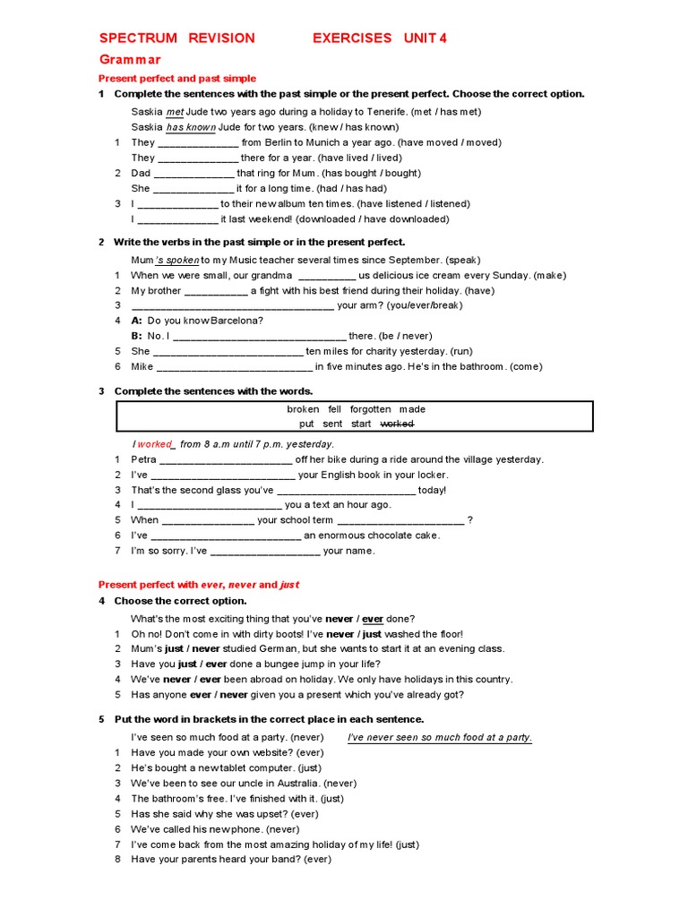 Unit 4 Grammar and Vocabulary Exercises | PDF | Languages