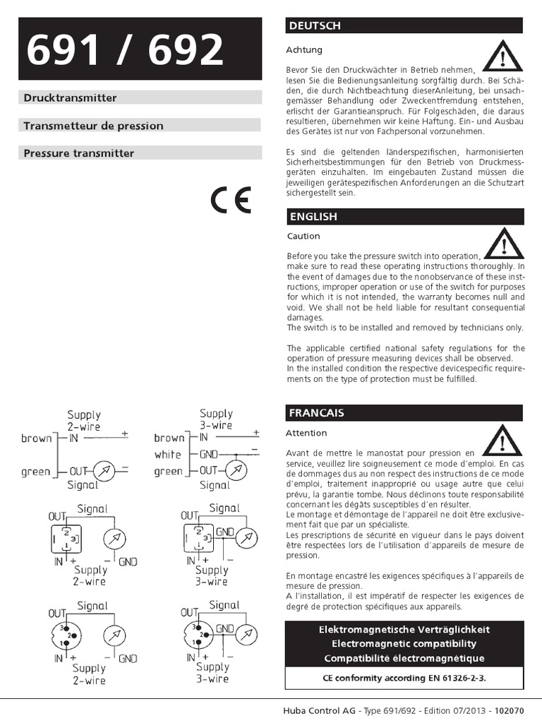 Huba Control - 692 - Pressure - Sensor - Montaggio | PDF