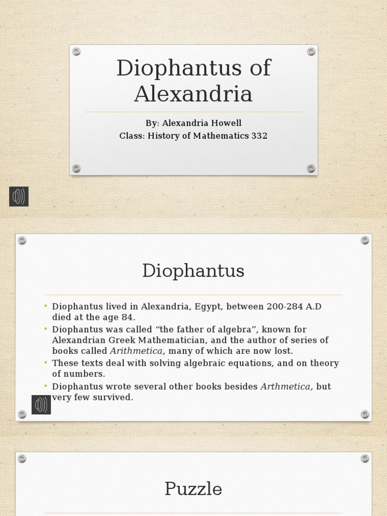 Diophantus: Father of Algebra | PDF | Mathematical Analysis | Algebra