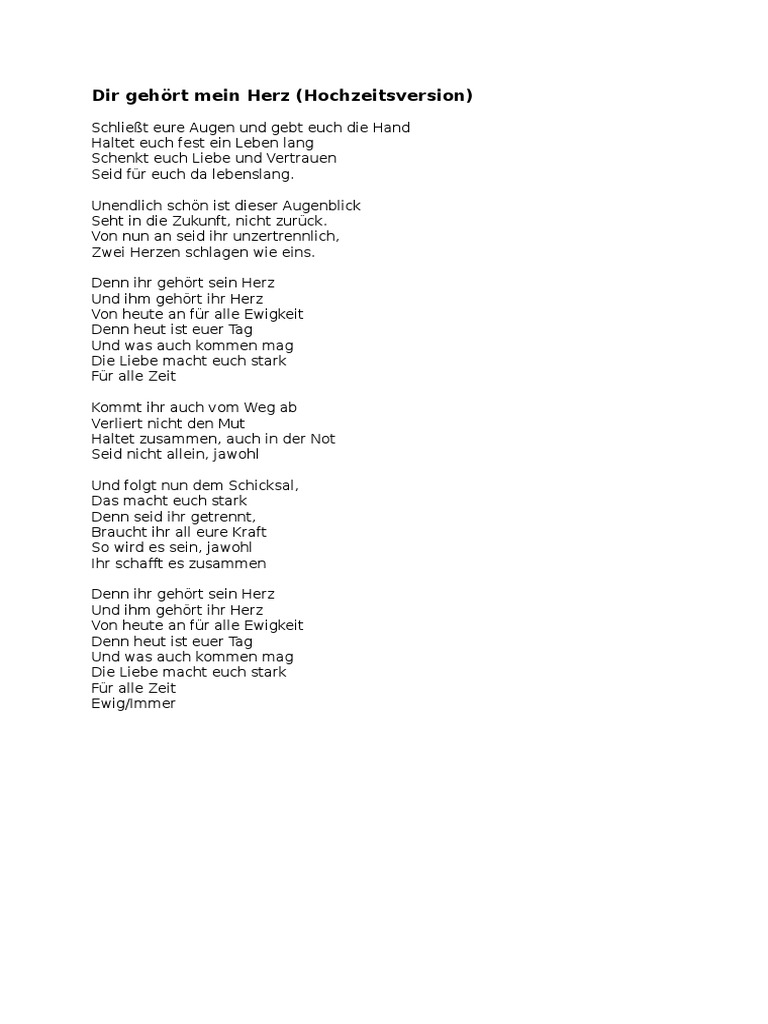 Geh Und Nimm Mein Herz Mit Text