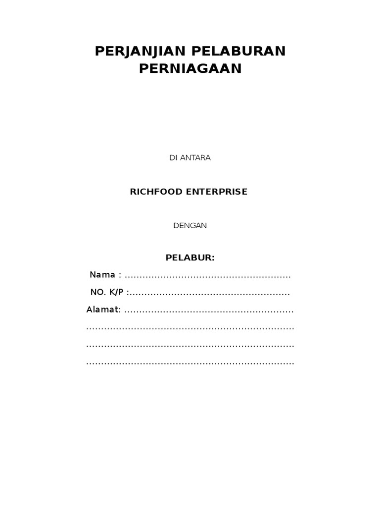 Perjanjian Pelaburan Perniagaan | PDF