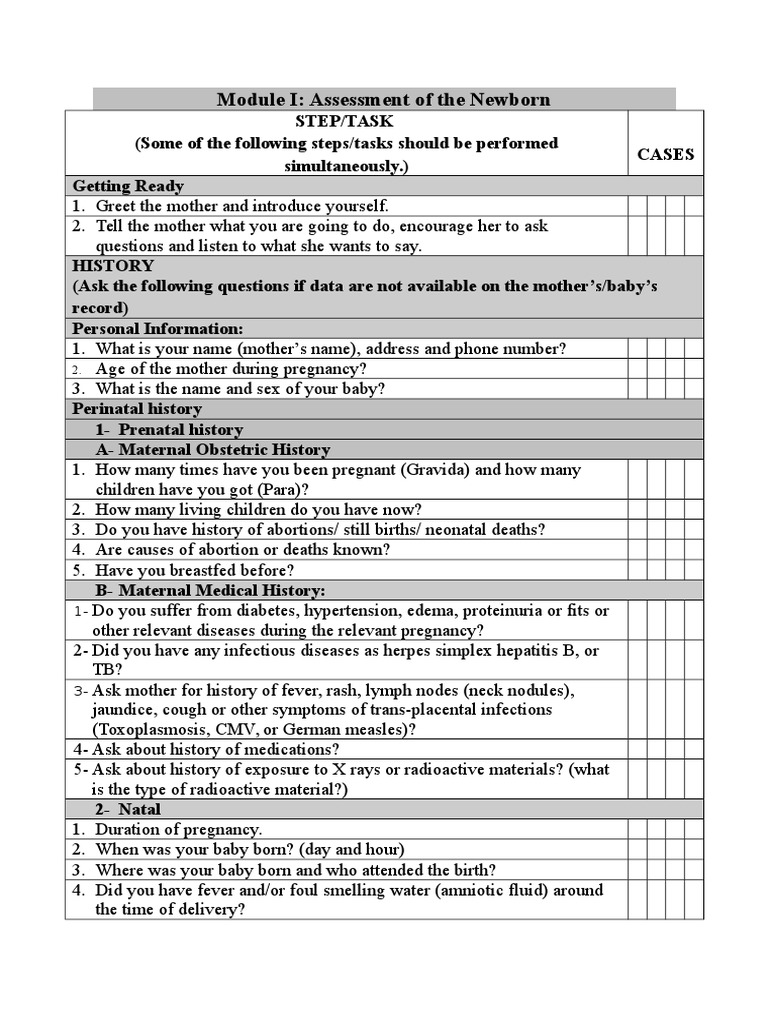 Paed Osce Checklist PDF Pulse Neck