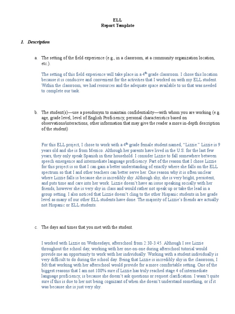 ELL Report Reynolds | PDF | Vocabulary | Reading (Process)