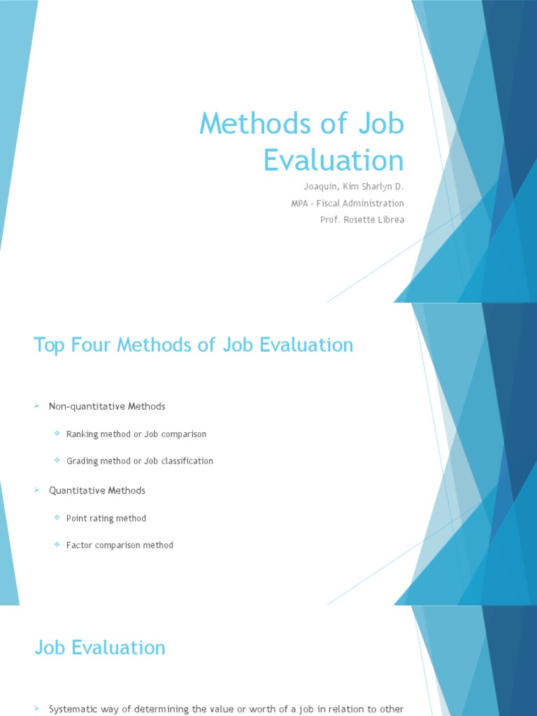 Methods of Job Evaluation Employment Evaluation Free 30day Trial