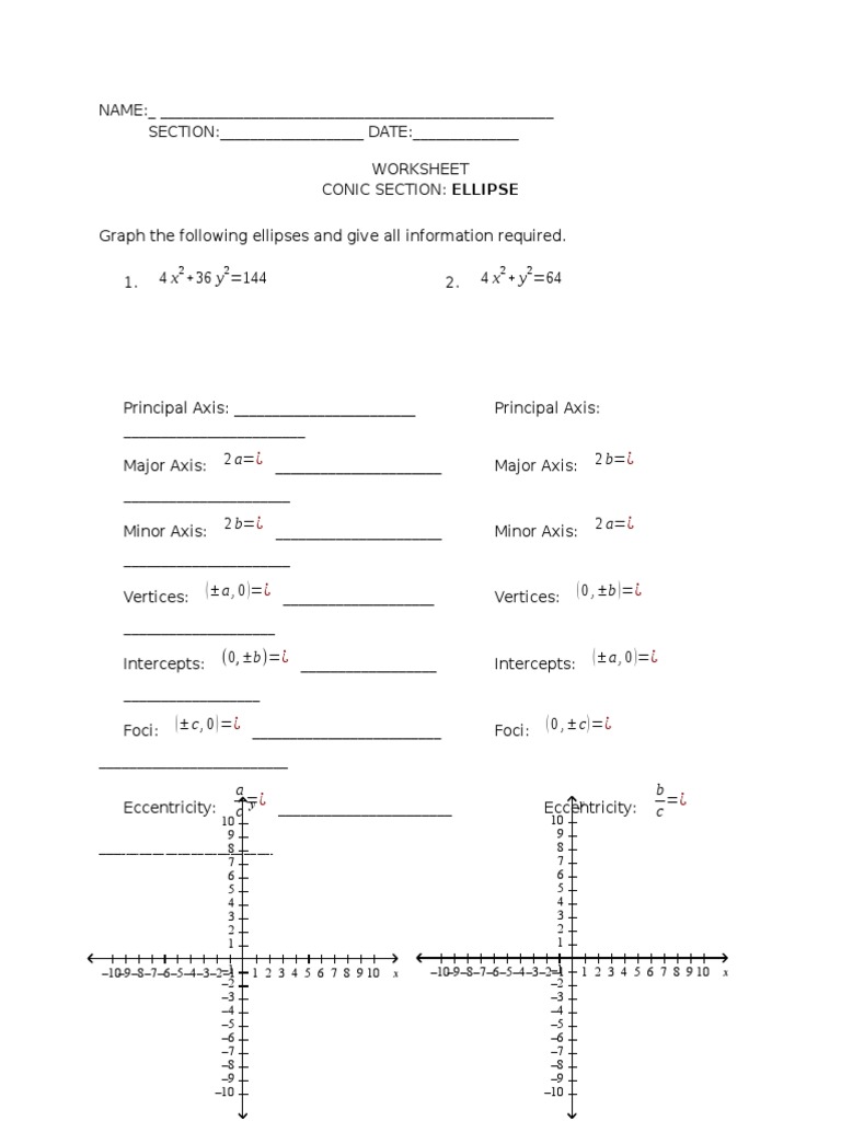 Free Worksheet Ellipse Worksheet ellipse worksheet