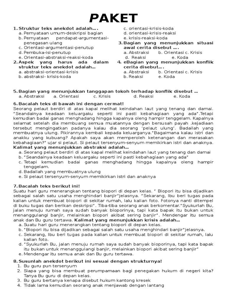Teks Anekdot Paket A Pdf