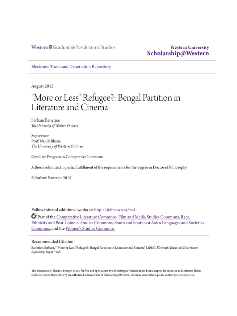 Partition literature essay image