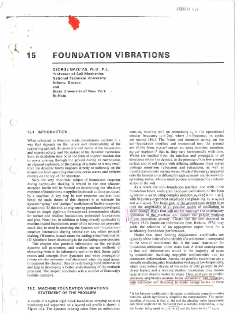 Foundation Vibrations Gazetas | PDF