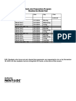 Bank Job Preparation Program Routine For Model Test: Test Date Day Time