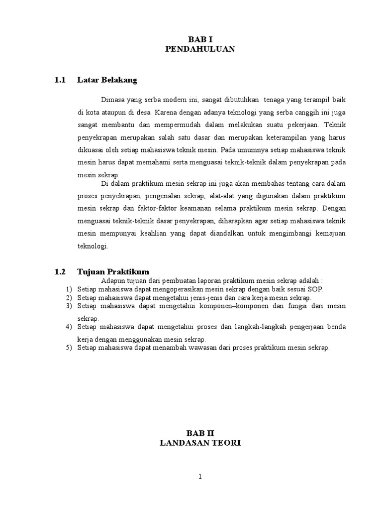 Laporan Praktikum Mesin Sekrap