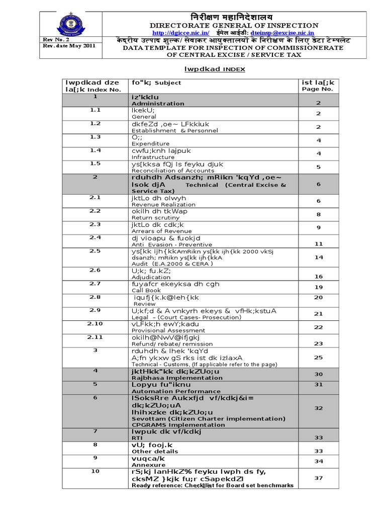 DGICCE Central Excise Inspection Format Rev May 2011 | PDF | Payments ...