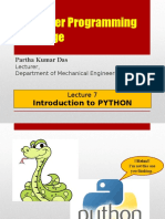 Computer Programming Language: Introduction To PYTHON
