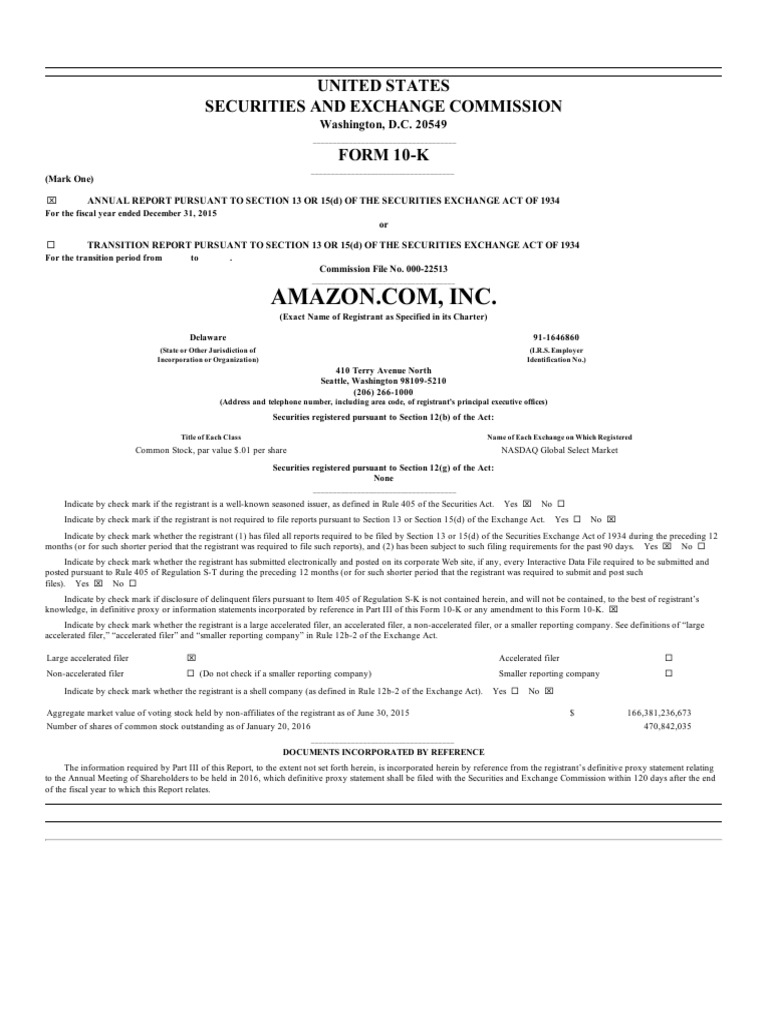 Amazon 10 K 2015 | PDF