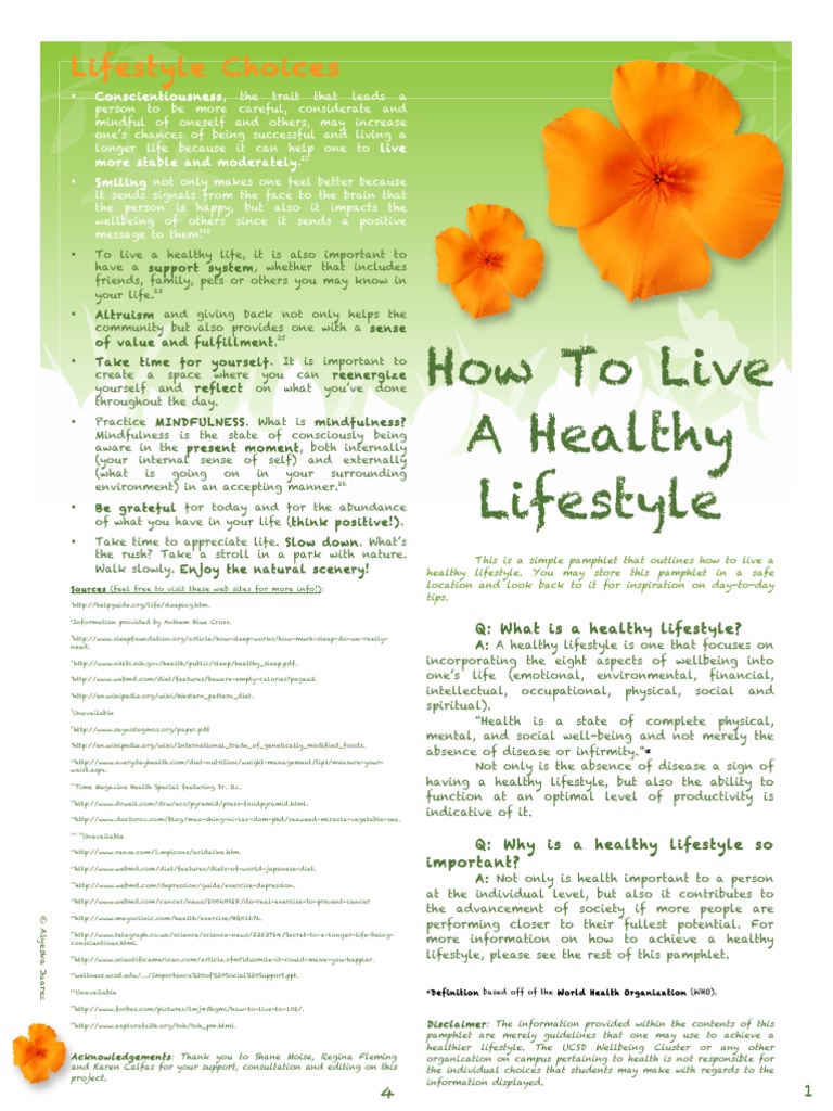 Healthy Lifestyle Pamphlet | PDF | Foods | Soft Drink