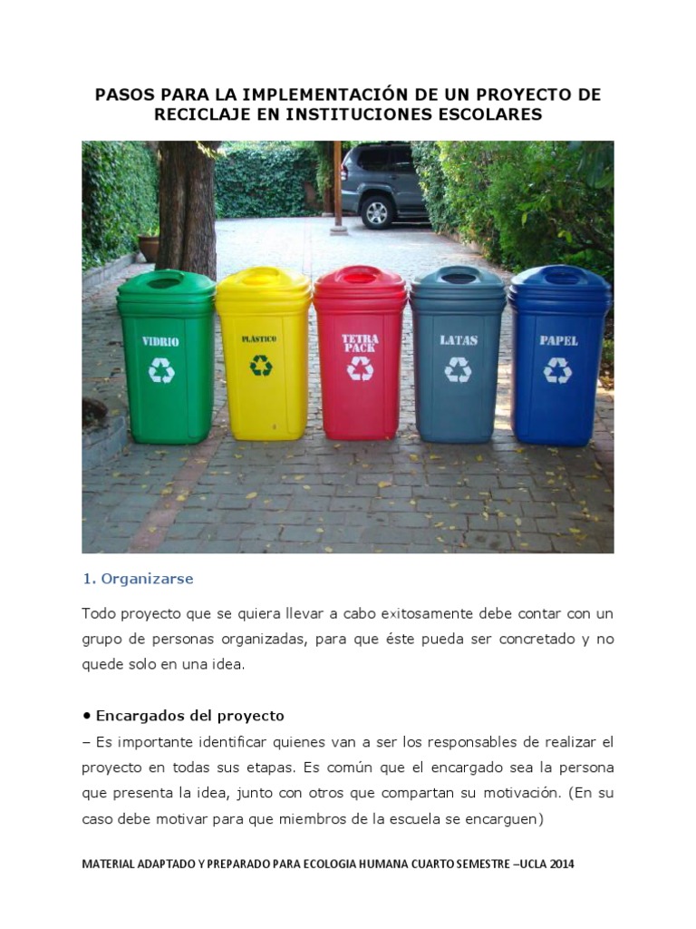 maldición Impresionismo contaminación Proyecto de Reciclaje Anexo | PDF | Reciclaje | Residuos
