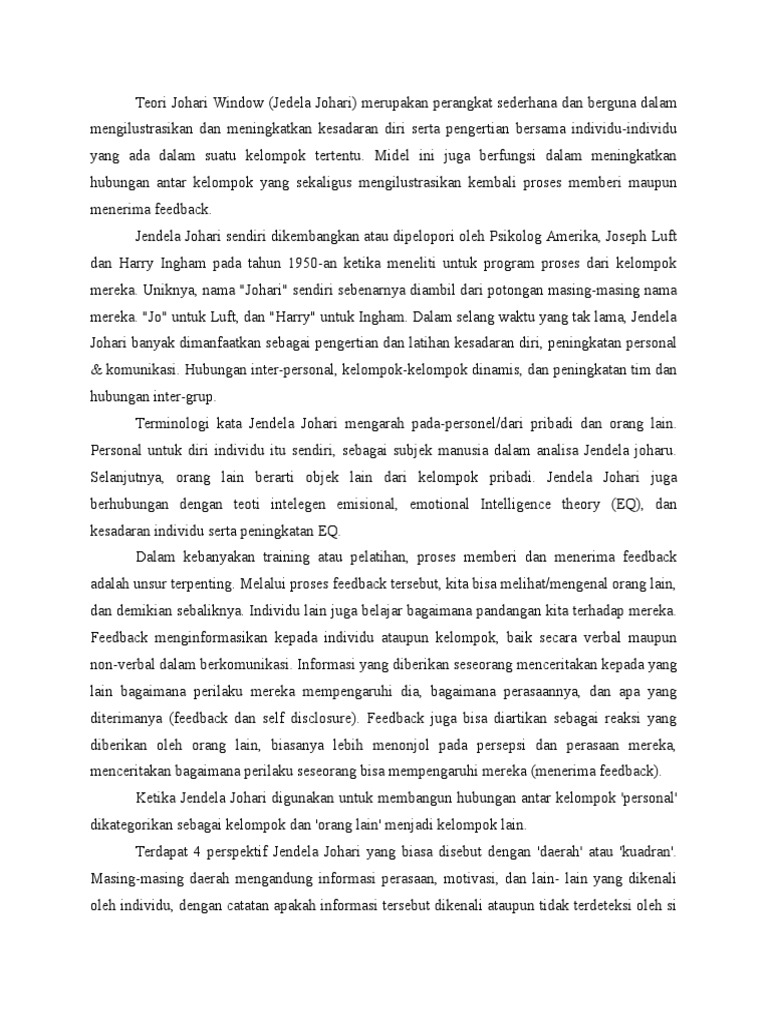 Johari window self-awareness essay picture