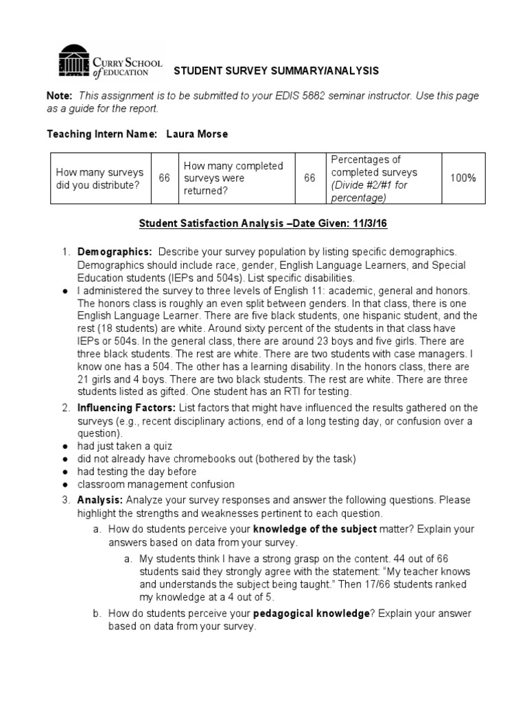 Student Satisfaction Survey Analysis | PDF | Classroom Management ...