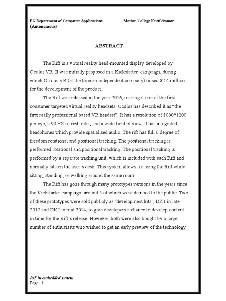 Oculus Rift: VR Headset Evolution | PDF | Computers | Technology ...