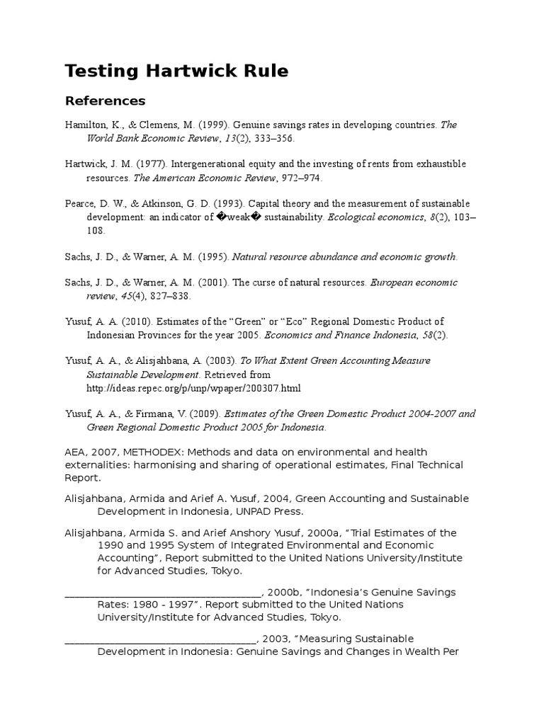 Testing Hartwick Rule Wealth Sustainability