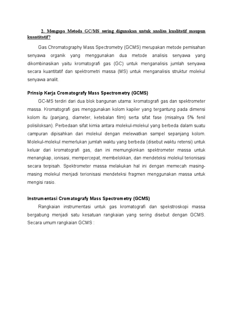 Analisis GC/MS untuk Senyawa Organik | PDF | Metode & Bahan Ajar ...