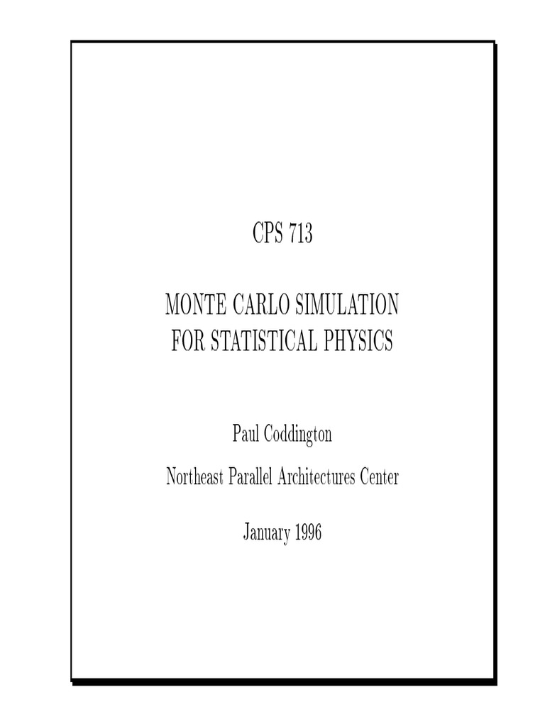 Monte Carlo Simulation For Statistical Physics Coddington P PDF | PDF ...