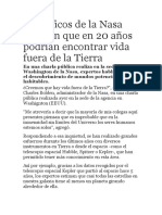 Científicos de La Nasa Estiman Que en 20 Años Podrían Encontrar Vida Fuera de La Tierra