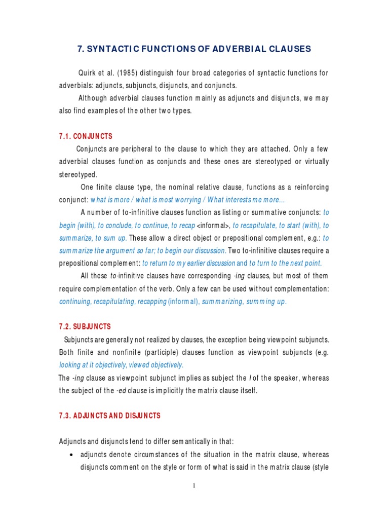 Adverbial Clauses Functii Sintactice PDF | PDF | Language Arts & Discipline