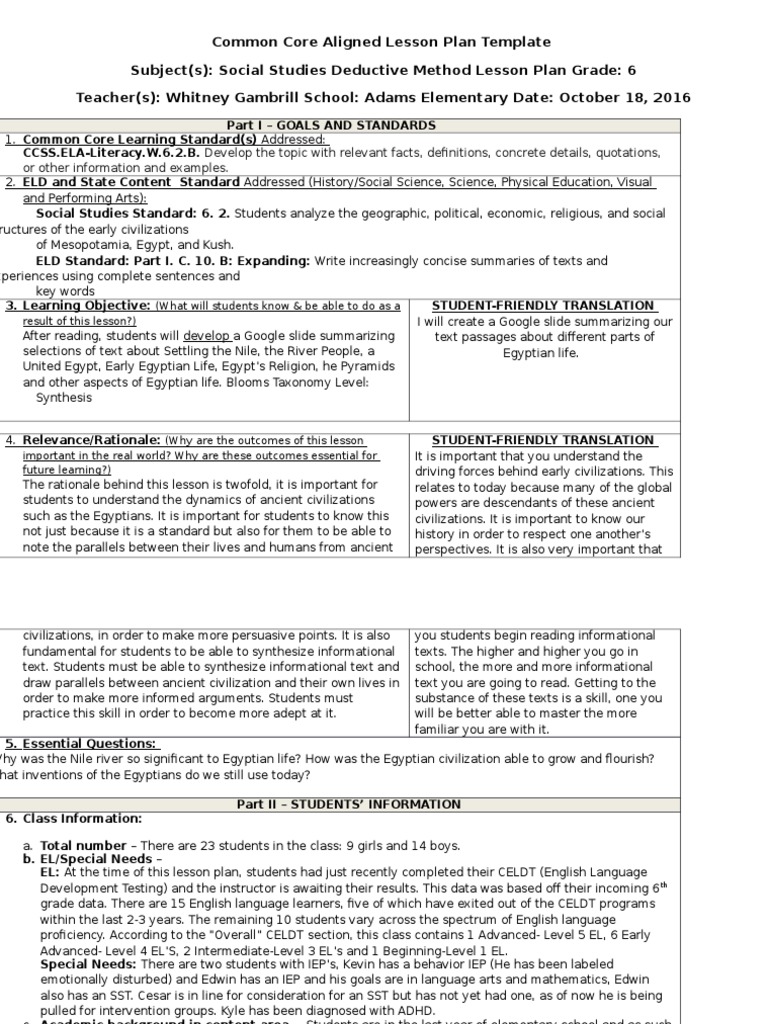 Social Studies Lesson Plan - 2-3 | PDF | Educational Assessment ...